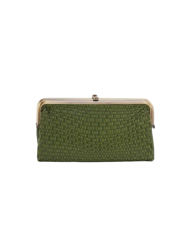 Hobo Vintage Hide Collection Lauren Double Frame Clutch Green selling Wallet.