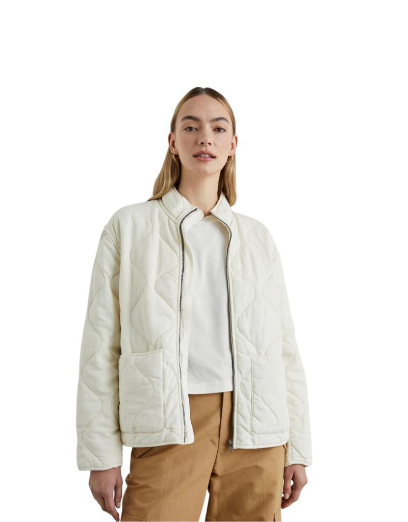 Quilted Linen Coat With Pockets, Quilted Jacket for Women, Padded