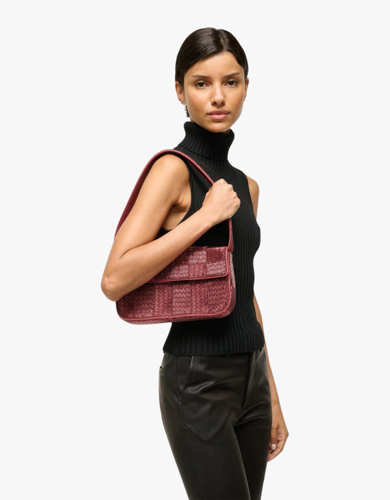 Staud Tommy Beaded Bag in Pinot