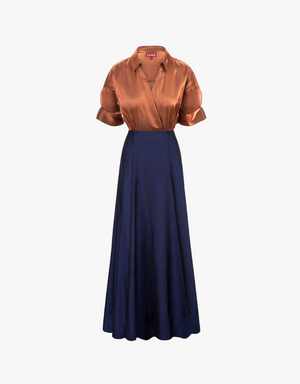 Staud Shubert Dress in Iridescent Cacao  & Midnight