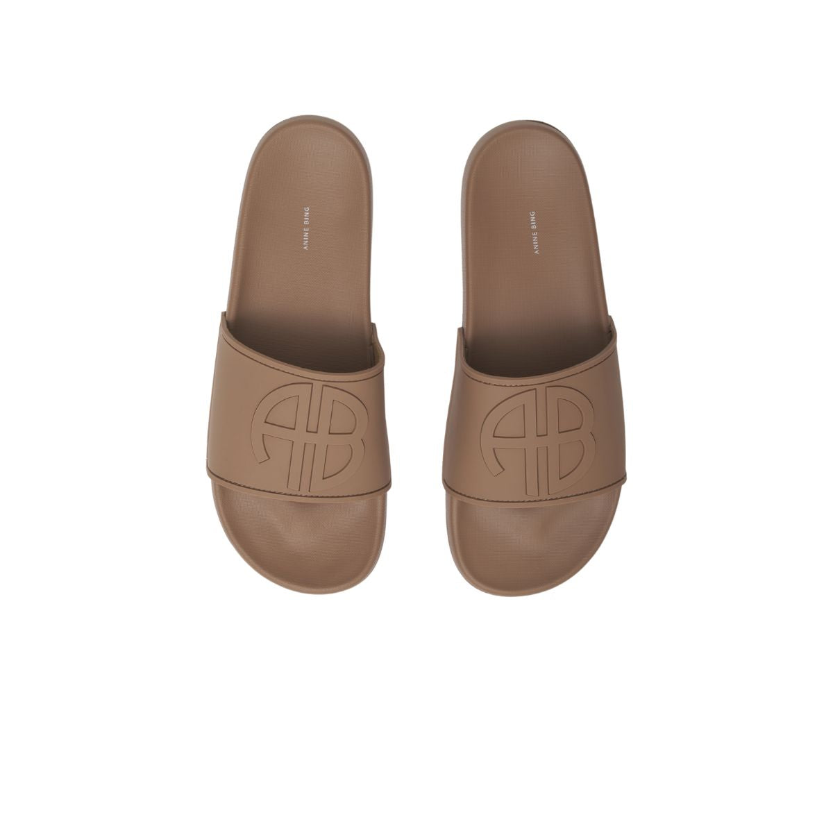 Camel Monogram Isla Slides By Anine Bing Ambiance Boutique