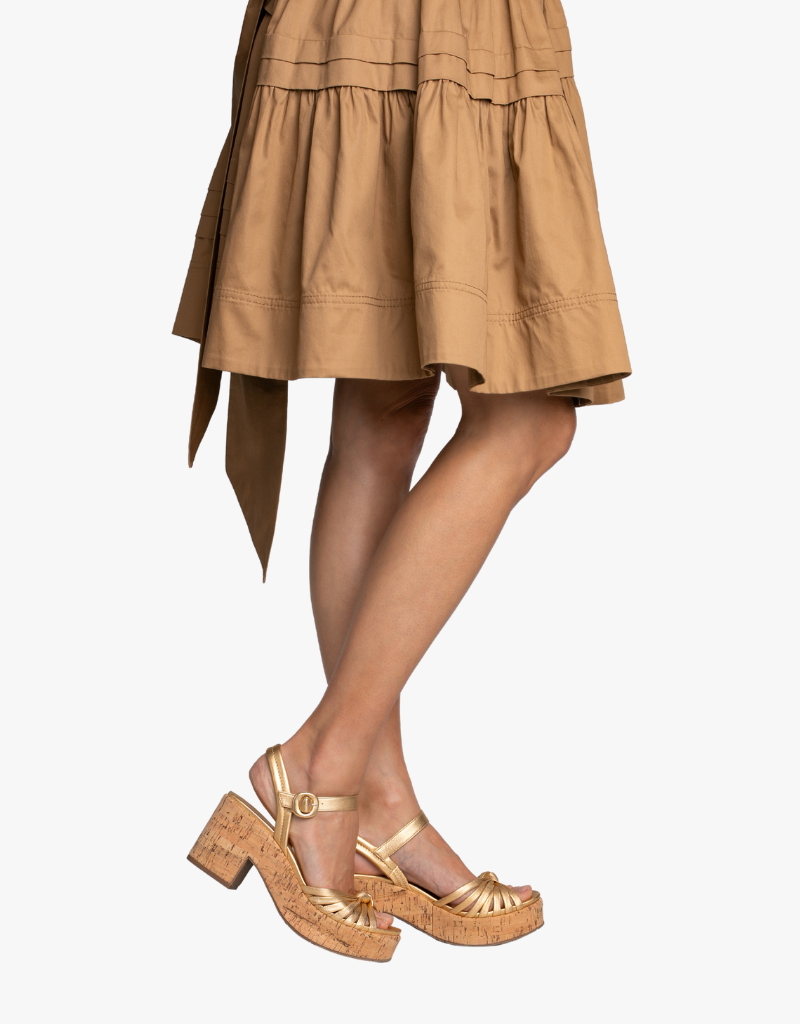 Pedro Garcia Digna Heels in Gold Nappa Lame