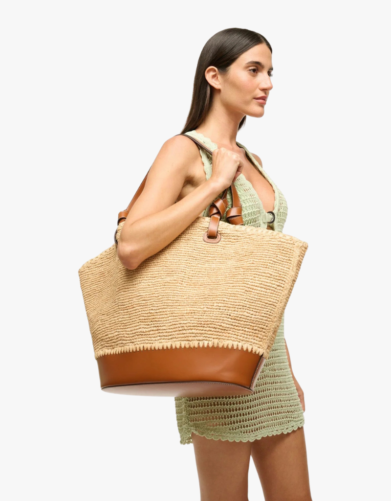 Staud Squillo Raffia Tote in Natural