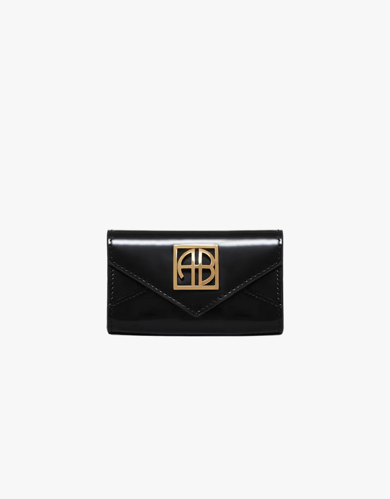 Anine Bing Elly Wallet in High-Shine Black