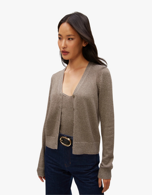 Michael Stars Ruiz Metallic Cardigan in Pewter