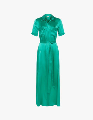 L'agence Klement Silk Shirt Dress in Bright Seafoam