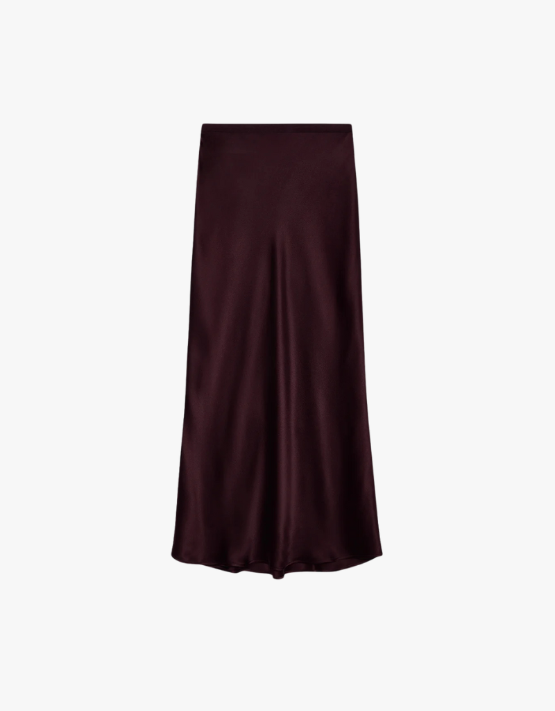 Anine Bing Bar Silk Skirt in Burgundy