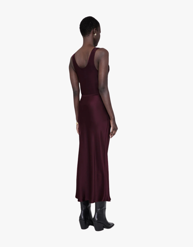 Anine Bing Bar Silk Skirt in Burgundy