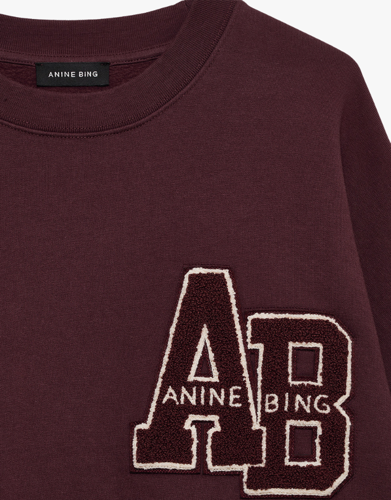 Anine Bing Miles Sweatshirt Letterman in Burgundy