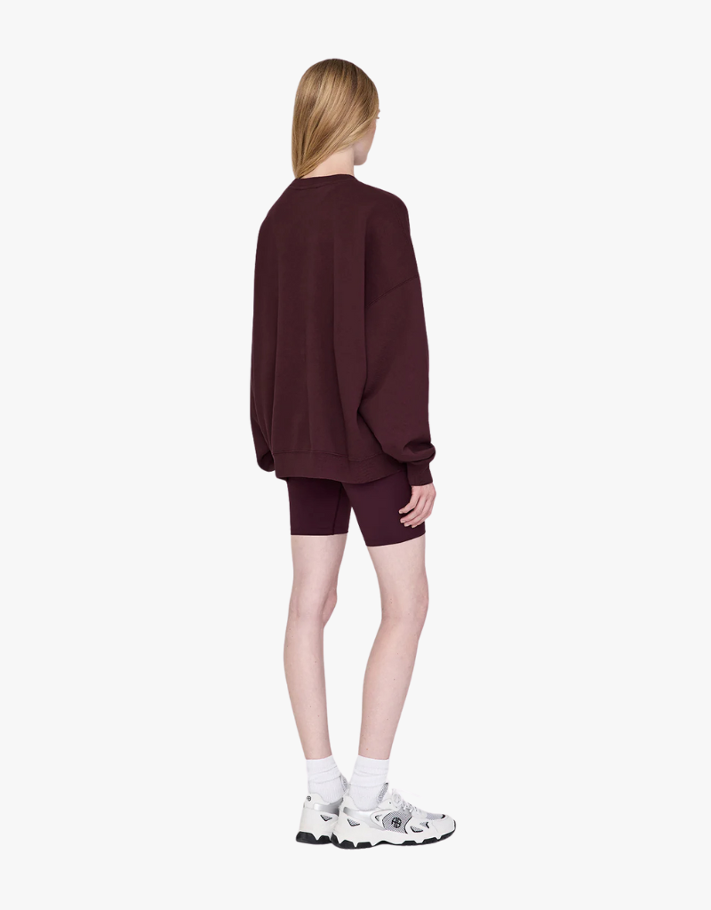 Anine Bing Miles Sweatshirt Letterman in Burgundy