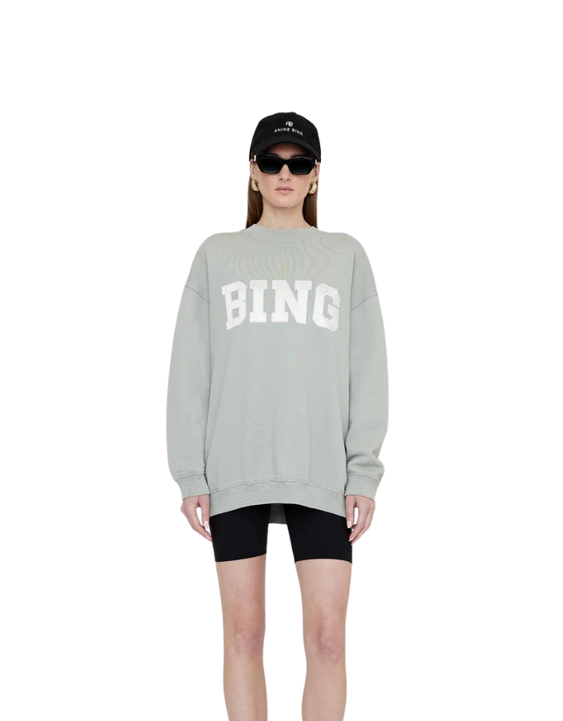 Sage Green Tyler Sweatshirt Satin Bing By Anine Bing - Ambiance Boutique