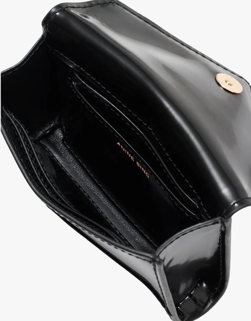 Anine Bing Elly Wallet in High-Shine Black