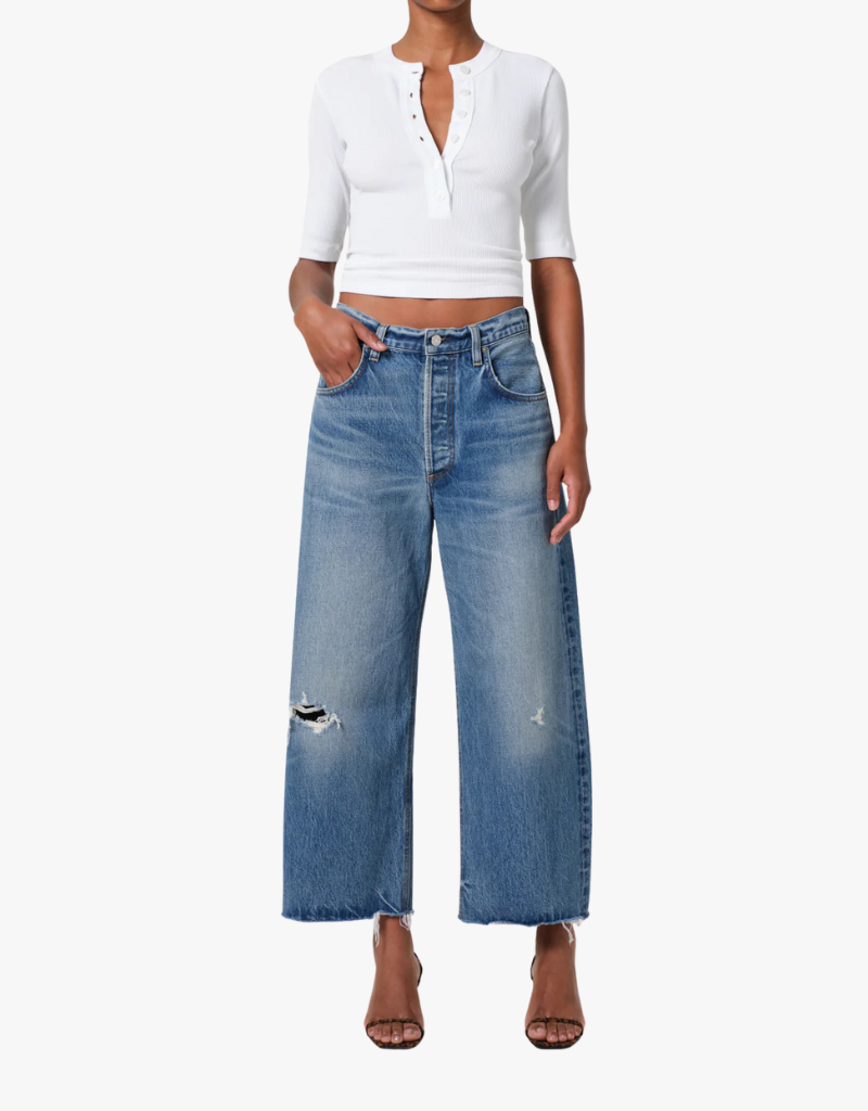 Citizens of Humanity Ayla Raw Hem Cropped Jeans in Solano