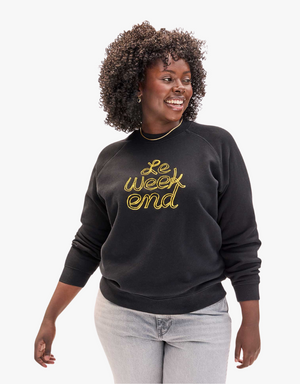 Clare V. Sweatshirt in Black with Marigold Le Weekend