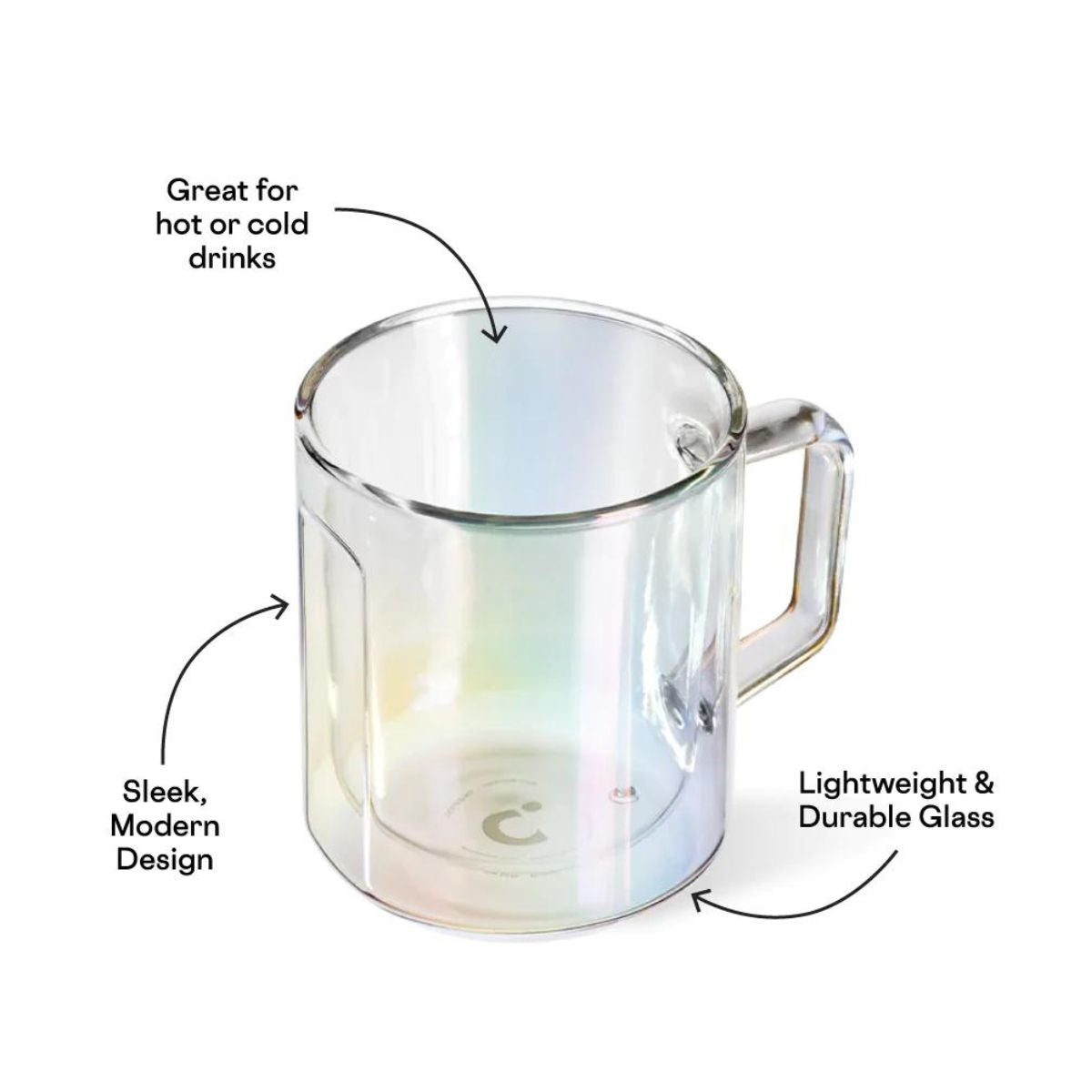 Corkcicle Glass Mug Set of 2 - Crystal Clear - 12 oz