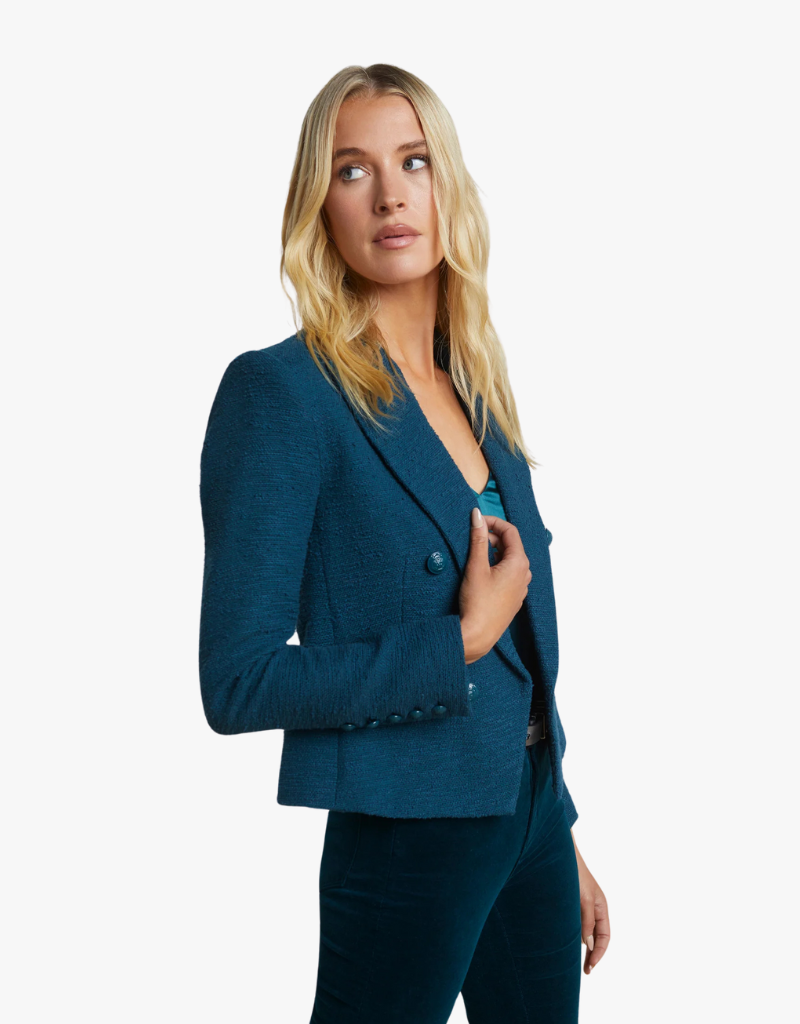 L'agence Brooke Open Front Blazer Deep Teal & Rococo