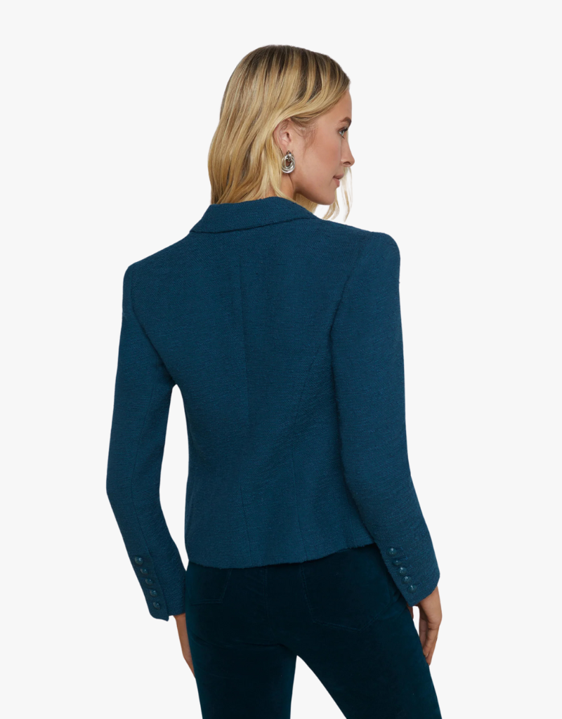 L'agence Brooke Open Front Blazer Deep Teal & Rococo