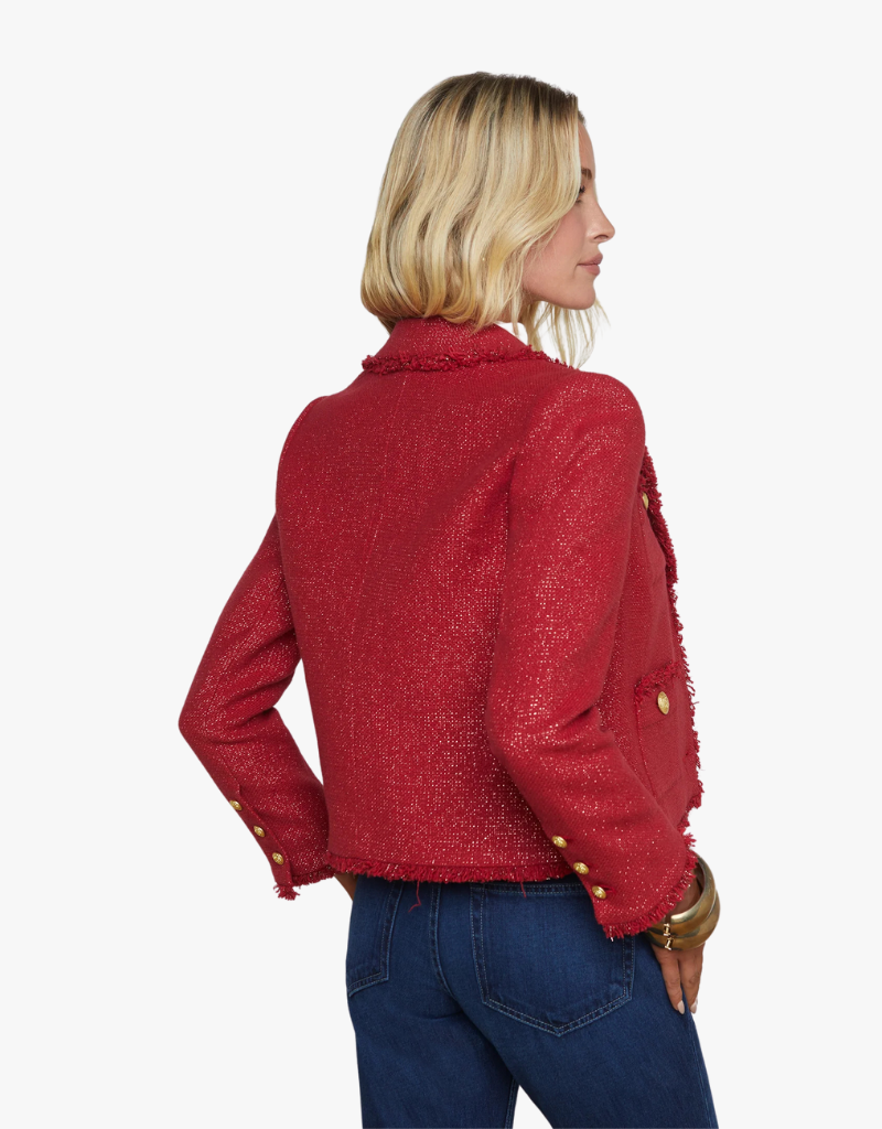 L'agence Sylvia Collared Jacket in Garnet Red & Copper