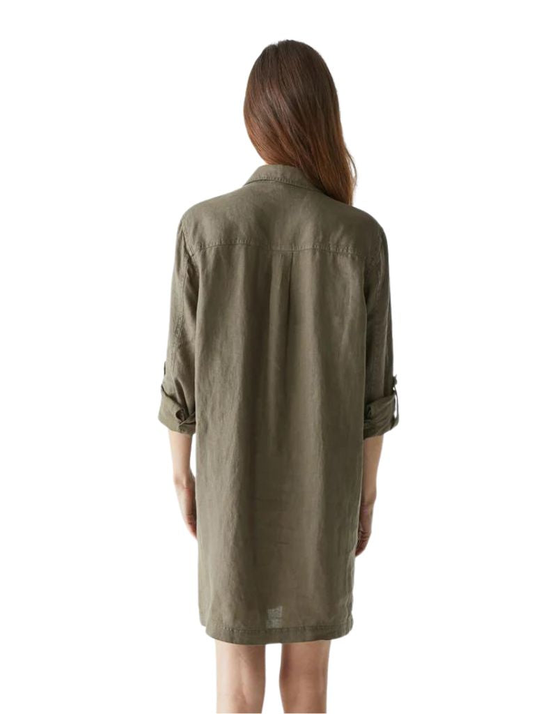 NWT Michael Stars Eleanor store Linen Shirt Dress in Olive M