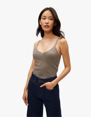 Michael Stars Nomi Metallic Sweater Camisole in Pewter