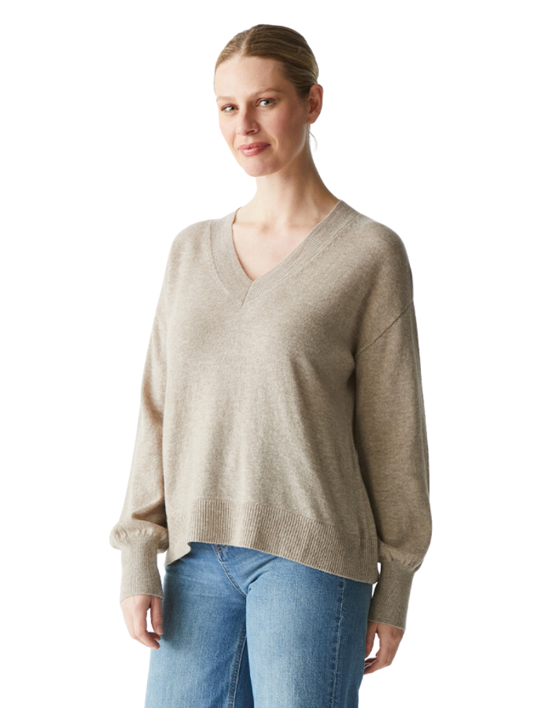 Michael Stars Odette V-Neck Sweater in Oatmeal