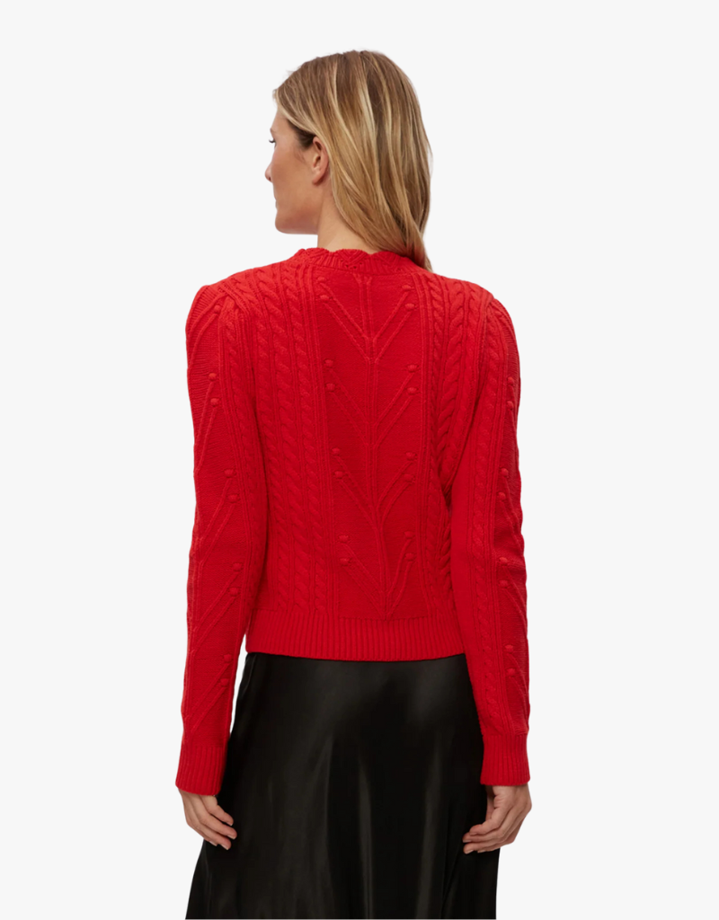 Michael Stars Pia Cable Knit Sweater in Cherry