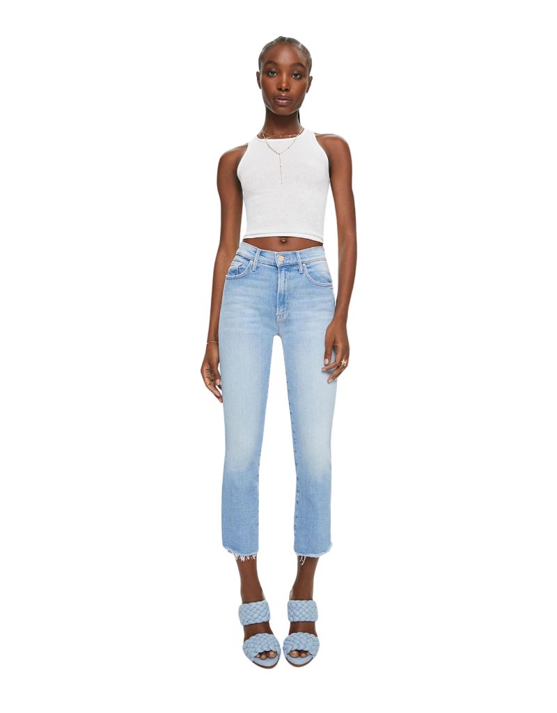 Light Wash The Insider Crop Step Fray Jeans By Mother - Ambiance ...