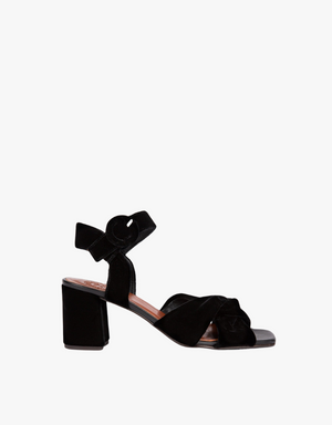 Penelope Chilvers Infinity Velvet Sandals in Black