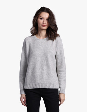 Minnie Rose Sparkle Cashmere Boxy Crew Neck in Polar