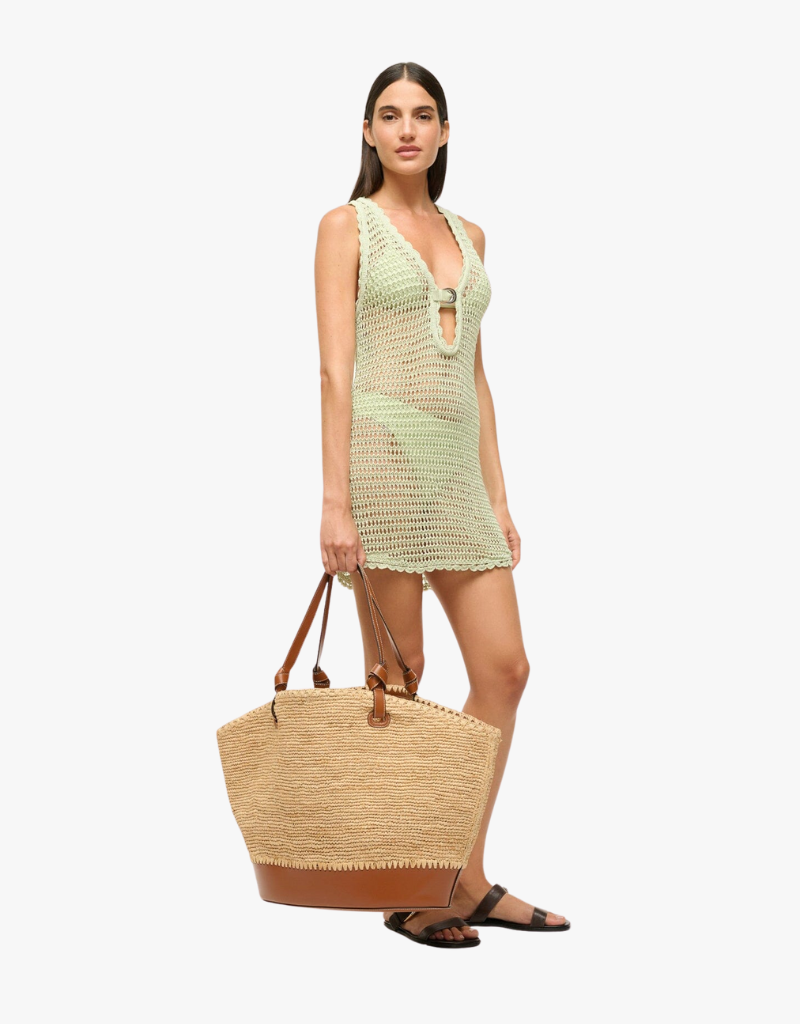 Staud Squillo Raffia Tote in Natural