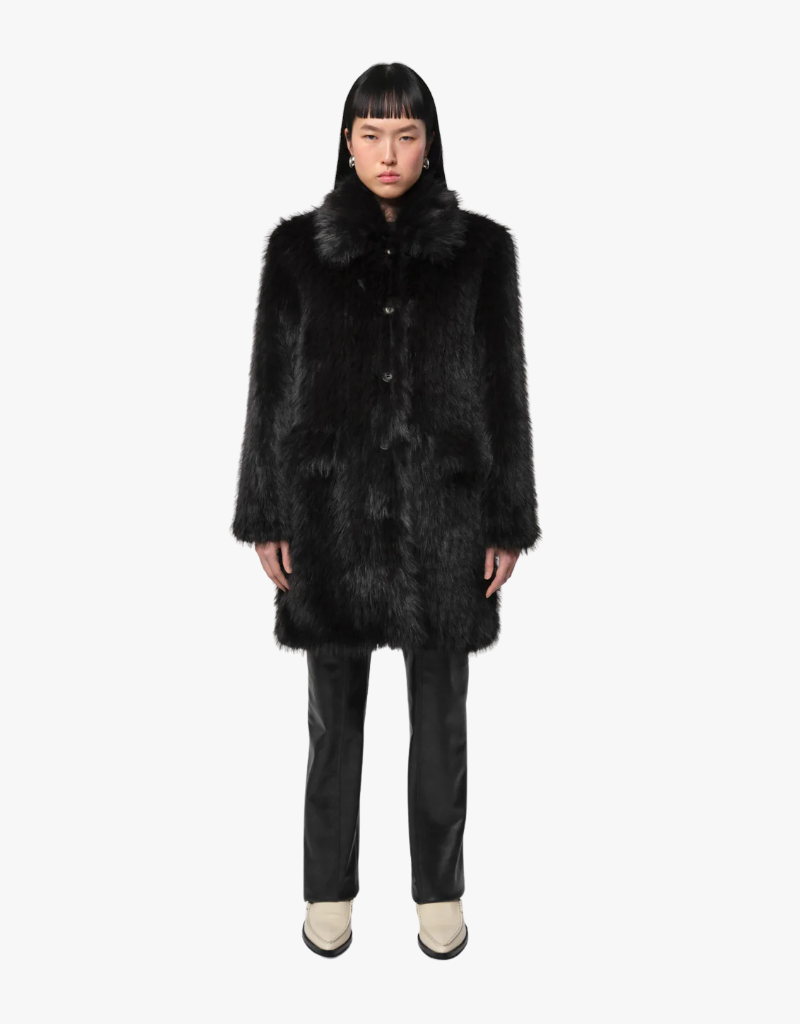 Apparis Pamela Faux Fur Coat in Noir