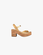 Pedro Garcia Digna Heels in Gold Nappa Lame