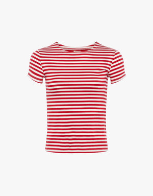 L'agence Ressi Fitted Tee in Red & White Stripe