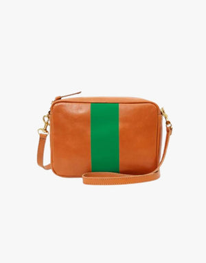Clare V. Midi Sac Handbag in Tan with Green Stripe