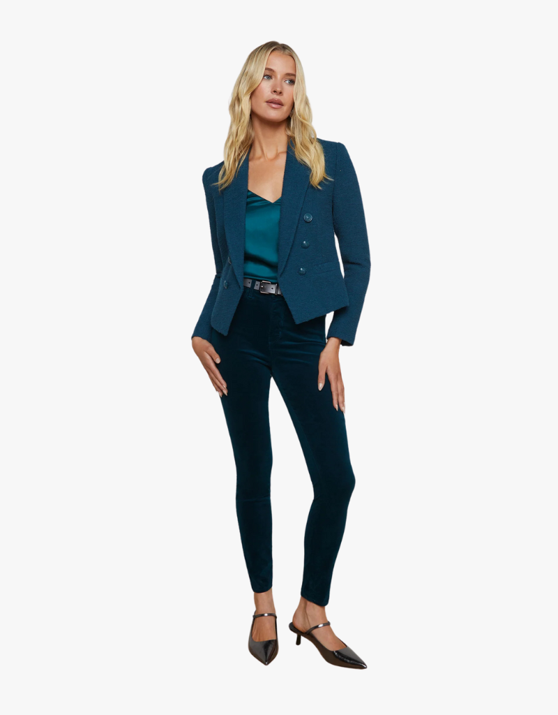 L'agence Brooke Open Front Blazer Deep Teal & Rococo